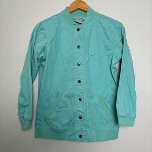 VTG 80s 90s Blair Bomber Varsity Jacket-Mint Green Cotton-Women's Petite XS